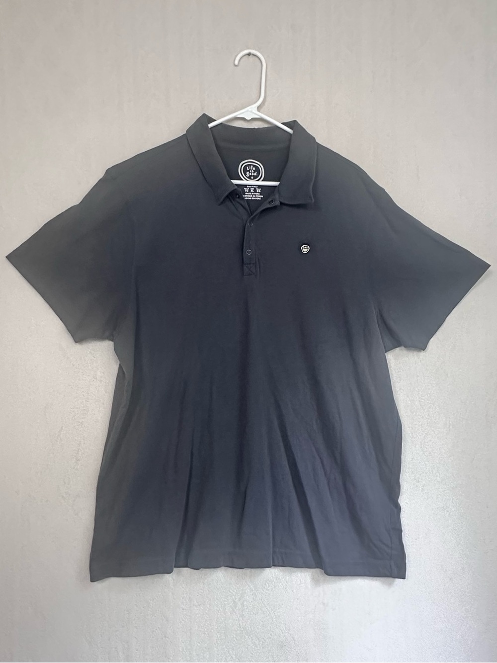 Life Is Good Classic Men's Charcoal Gray Polo Shirt Sz XL Happy Face Logo